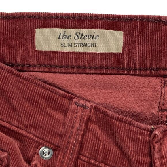 AG Adrian Goldschmied Jeans Women 27R Red Corduroy The Stevie Slim Straight Pant - Picture 12 of 14